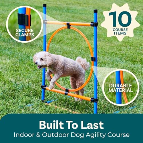 PetCove Dog Agility Course Backyard Set, Dog Agility Equipment, Dog Obstacle Course Backyard, Agility Training Equipment for Dogs, Dog Agility Tunnel