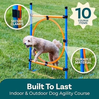 PetCove Dog Agility Course Backyard Set, Dog Agility Equipment, Dog Obstacle Course Backyard, Agility Training Equipment for Dogs, Dog Agility Tunnel