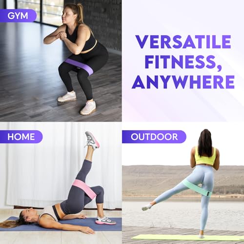 Wide Fabric Resistance Bands for Working Out | 3 Strength Level Non-Slip Exercise Booty Bands for Women & Men | Comes with a Bag and Tape Measure | for Gym, Yoga, Pilates