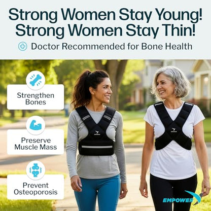 EMPOWER Weighted Vest for Women with Reflective Strips – Fixed 8lbs, Adjustable 4-10lbs (4 in1) or Adjustable10-16lbs (4 in 1), Strengthen Muscles, Boost Bone Health, and Burn More Calories for Workout - Rucking Vest - style: 8lb Vest