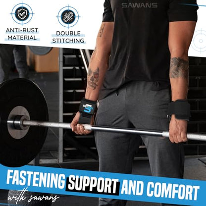 SAWANS Weight Lifting Hooks Heavy Duty Weight Lifting Straps Hand Grip Support Pull ups Deadlift Straps Padded Workout Gym Gloves Powerlifting Fitness Strength Training for Men and Women (Black)