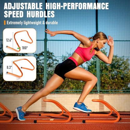 Agility Ladder & Soccer Goal Training Set, 20ft Speed Ladder with Cones, Hurdles, Jump Rope & Parachute, Plus 2 Pack Pop Up Kids Soccer Goals with Ball & Cones for Backyard Sports Practice