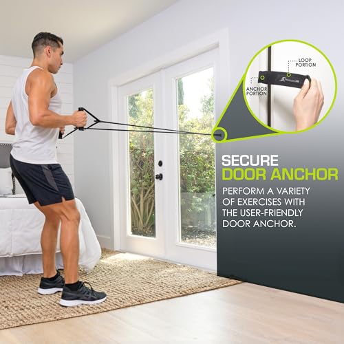 ProsourceFit Single Stackable Resistance Bands with Door Anchor and Exercise Guide, 8-12 LB, Heavy Duty Fitness Tube for Full-Body Exercises and Home Workouts