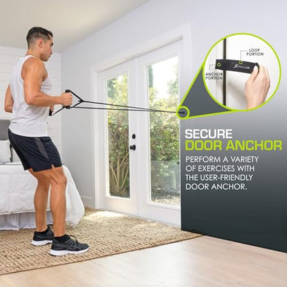 ProsourceFit Single Stackable Resistance Bands with Door Anchor and Exercise Guide, 8-12 LB, Heavy Duty Fitness Tube for Full-Body Exercises and Home Workouts