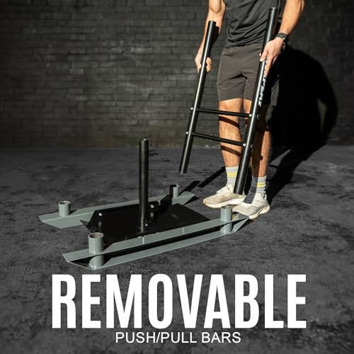 QUICKPLAY Weight Training Push/Pull Sled or Pull Sled Only- Heavy Duty Steel for Strength & Conditioning Workout Build Explosive Power, Speed & Agility- Folding, Compact Design For 50mm Olympic Plates