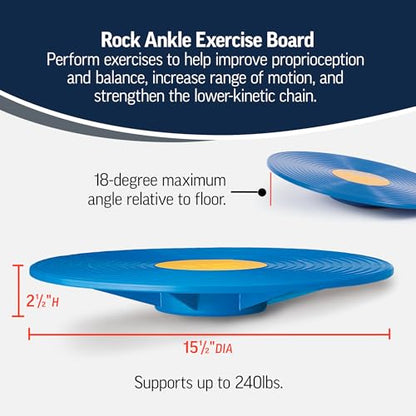 OPTP Rock Ankle Exercise Board - Balance Wobble Board for Therapy and Rehab - Ankle Strengthening Equipment for Improved Proprioception and Range of Motion