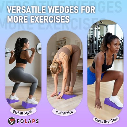 Folaps Squat Wedge Block with Guide for Heel Elevated Squat Weightlifting Slant Board for Squats with Carry Bag to Improve Mobility Balance and Strength Performance