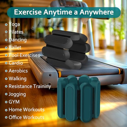 Adjustable Wrist & Ankle Weights Set of 2(1Lbs Each), Premium Silicone Wearable Weight Bracelets, Fits for Yoga, Pilates, Home Gym Workout, Dance, Pool Exercises, Jogging, Cardio, Strength Training - color: Green