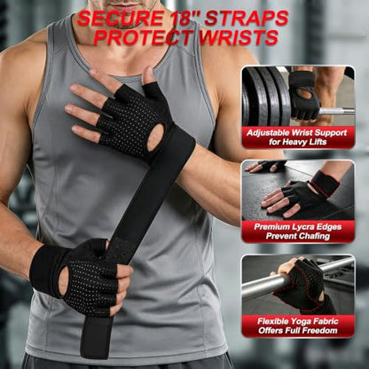 COFIT Padded Workout Gloves with Wrist Support, Gym Gloves for Men Women - size: Medium