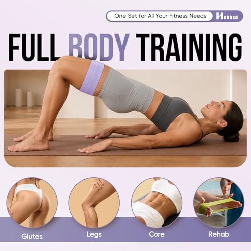 Fabric Resistance Bands for Working Out with Exercise Guide, 3 Levels Hip & Glute Bands Set for Legs, Squats, Yoga, Fitness & Physical Therapy for Women and Men