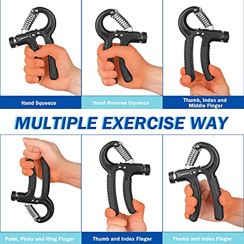 AIXPI Grip Strength Trainer, Hand Grip Exerciser Strengthener with Adjustable Resistance 11-132 Lbs (5-60kg), Forearm Strengthener, Hand Exerciser for Muscle Building and Injury Recover 2 Pack