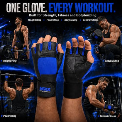 MRX Weight Lifting Gloves Gym Fitness Exercise Bodybuilding Workout Powerlifting - color: Blue, size: Small