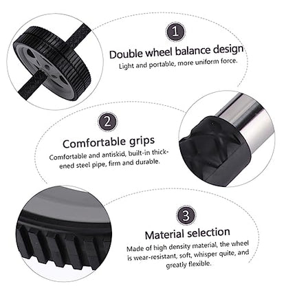 Portable Dual Wheel Ab Roller Multifunctional Home Fitness Equipment Ergonomic Handles Knee Pad for Men and Women for Abdominal Exercise and Stomach Strengthening