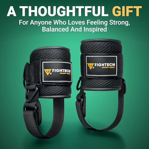 FIGHTECH Ankle Straps Cable Machine Attachment for Gym - Cable Kickback Ankle Straps - Padded Ankle Cuffs for Glute Kickbacks and Leg Workouts - color: Pro Black