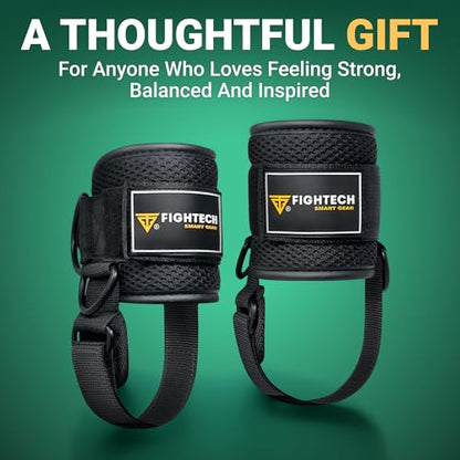 FIGHTECH Ankle Straps Cable Machine Attachment for Gym - Cable Kickback Ankle Straps - Padded Ankle Cuffs for Glute Kickbacks and Leg Workouts - color: Pro Black