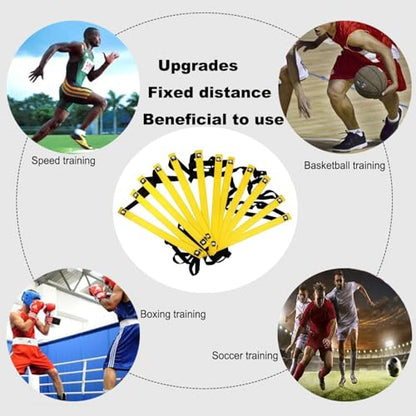 Agility Ladder Set 20ft, 4 Hurdles, 12 Soccer Cones, Jump Rope & Running Parachute - Speed Agility Training Equipment for Soccer Fitness Kids Youth Adults - color: Yellow