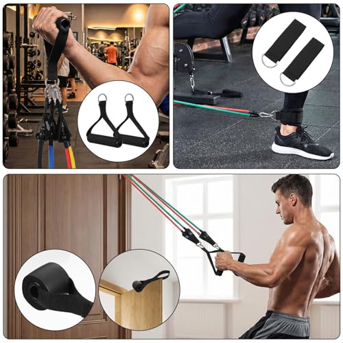 11PCS Resistance Bands, 150 LBS Exercise Bands Set with Handles, Work Out Band with Door Anchor, Ankle Straps for Strength Training, Yoga, Pilates, Physical Therapy, Home Gym