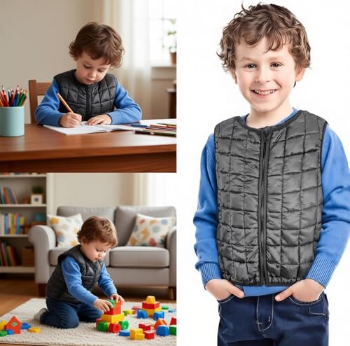 Weighted Vest for Kids, Sensory Support for Children with 2lb Weights, Breathable & Washable for Active Play (Grey) - size: Small(Ages 2-5)