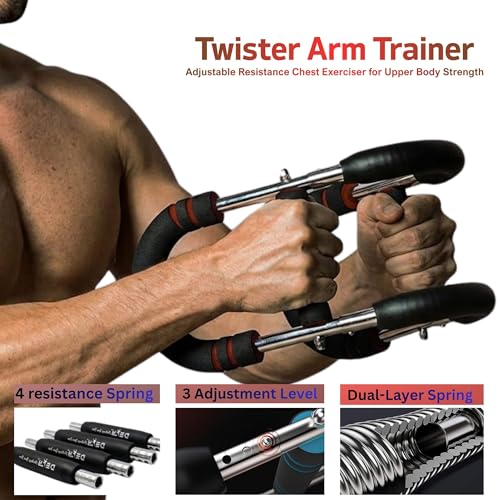 DEFY Adjustable Arm Twister Trainer (30-110 Lbs) with 4 Steel Springs & 3 Resistance Levels – Portable Chest Expander for Biceps, Shoulders, and Upper Body Fitness