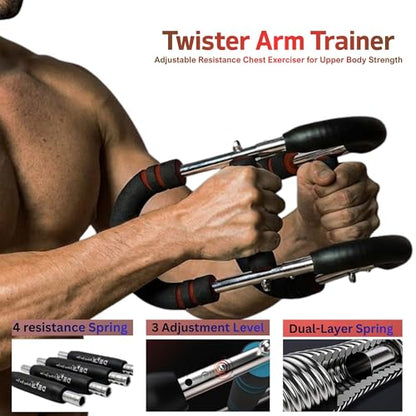 DEFY Adjustable Arm Twister Trainer (30-110 Lbs) with 4 Steel Springs & 3 Resistance Levels – Portable Chest Expander for Biceps, Shoulders, and Upper Body Fitness