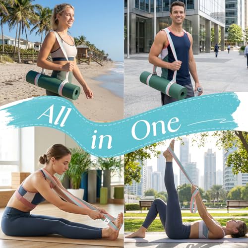 Tumaz Yoga Mat Strap Adjustable Carrier for All Yoga Mats, 2 Sizes - color: 02. Pink Match, size: 85 IN