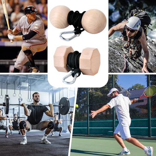 Wooden Wrist Roller and Forearm Strengthener,Grip Strength Trainer,Arm Blaster Exerciser,Strength Trainer For Fingers and Wrist. - color: Hexagon