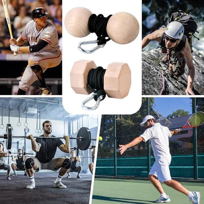 Wooden Wrist Roller and Forearm Strengthener,Grip Strength Trainer,Arm Blaster Exerciser,Strength Trainer For Fingers and Wrist. - color: Hexagon
