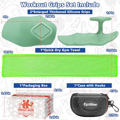 Large Anti-Slip Gym Workout Grips for WeightLifting,Silicone Hand Protector - color: Sage Green