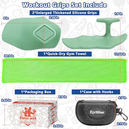 Large Anti-Slip Gym Workout Grips for WeightLifting,Silicone Hand Protector - color: Sage Green