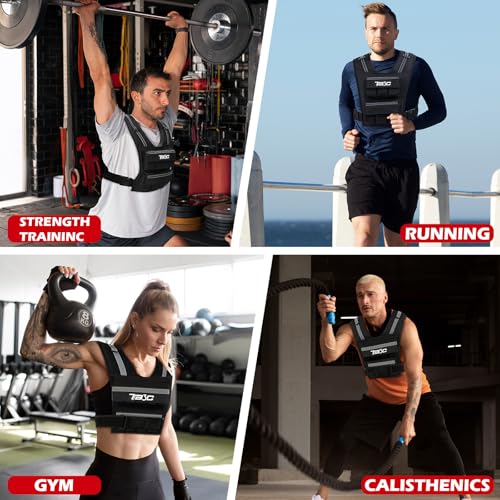 Adjustable Weighted Vest Men and Women 20lbs/ 30lbs/ 40lbs Weights with Reflective Stripe, Weight Vest Woman Workout Vest for Strength Training,Running & Walking