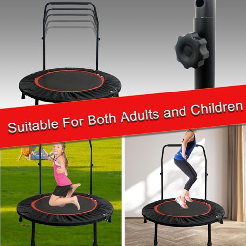 40" Foldable Trampoline, 660LBS Fitnes Trampoline, Indoor/Outdoor Jumping Workouts,