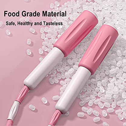Jump Rope Soft Beaded Skipping Rope Adjustable Length Tangle Basic Jump Ropes for Fitness School Exercise Equipment for Women,Men Perfect Weight Loss 9 FT - color: Pink
