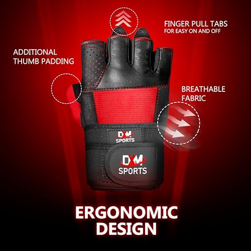 Weight Lifting Gym Workout Gloves with Wrist Wrap Support for Men & Women, Full Palm Protection Exercise Gloves for Weightlifting, Training, Fitness, Hanging, Pull ups