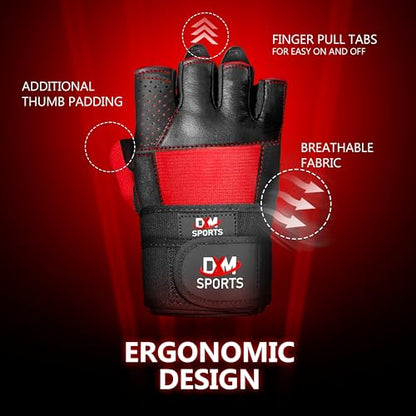 Weight Lifting Gym Workout Gloves with Wrist Wrap Support for Men & Women, Full Palm Protection Exercise Gloves for Weightlifting, Training, Fitness, Hanging, Pull ups