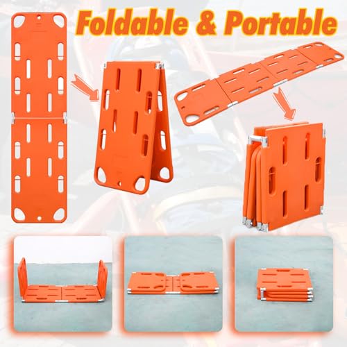 Portable Spine Board Stretcher - Two-Fold Emerncy Backboard for Water & Pool, with Foam Head Imlizer & Safe Belt, Ideal for Lifeguards & First Responders - color: Board+head Immobilizer