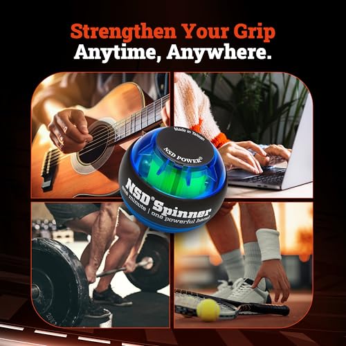 NSD Essential Crystal Spinner Gyro Ball | Grip Strengthener for Forearms, Wrist & Hands | String Start Design, Up to 18,000 RPM | Portable Wrist Trainer & Workout Equipment | Ideal for Desk Workers, Athletes & Musicians