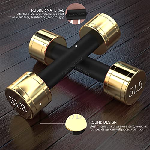TECHNOAGE Round Dumbbell Sets with Steel Handle, Odorless Neoprene rubber Handle Cover - color: Black-Set