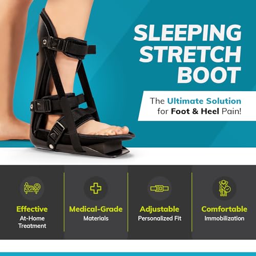 BraceAbility Sleeping Stretch Boot - Plantar Fasciitis Night Foot Splint Adjustable Achilles Tendonitis Brace for Fascia, Tendon and Calf Stretching, Heel and Bone Spur or Arch Pain Treatment (Small) - size: Small