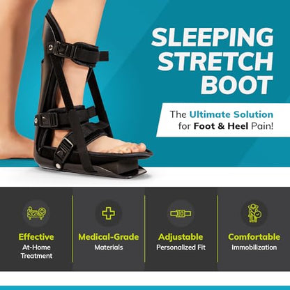 BraceAbility Sleeping Stretch Boot - Plantar Fasciitis Night Foot Splint Adjustable Achilles Tendonitis Brace for Fascia, Tendon and Calf Stretching, Heel and Bone Spur or Arch Pain Treatment (Small) - size: Small