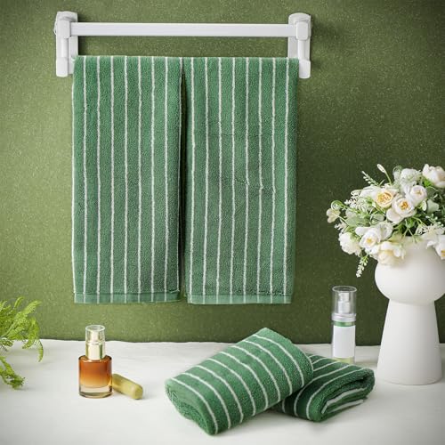 4pcs Green Hand Towels for Bathroom Striped 14 x 29 Inch Hand Towels 100% Cotton Soft Absorbent Bath Decorative for Bathroom Kitchen Spa Workout Festival Gift