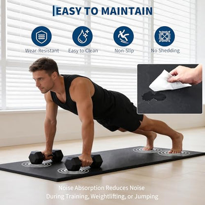 Garvee Exercise Equipment Mats 0.56" Thick 48 Sq ft Gym Flooring – 12 Tiles (24" x 24") Rubber Top with High Density EVA Foam, Interlocking Puzzle Workout Mats for Home Gym Exercise– Black