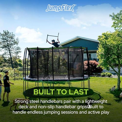 JumpFlex Trampoline Trick Scooter with Non-Slip HandleBar Grips, Black - Safe & Lightweight Foam Base Accessory for Outdoor Trampolines