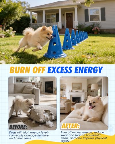 Dog Agility Hurdle Cone Set, Dog Agility Course Backyard Set with Height Adjustable Crossbar for Rehabilitation & Beginners, Dog Agility Equipment for Dog Obstacle Course Training Starter - 12 Inch