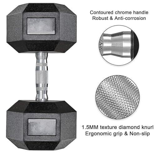 LIFERUN Dumbbells Rubber Coated Cast Iron Hex Black Dumbbell 30-85lb Free Weights Dumbbell Set of 2 - style: 80lbx2