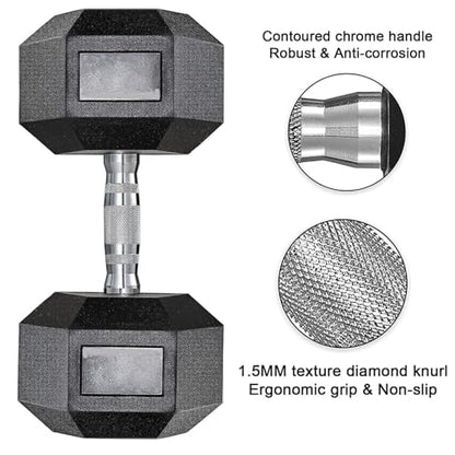 LIFERUN Dumbbells Rubber Coated Cast Iron Hex Black Dumbbell 30-85lb Free Weights Dumbbell Set of 2 - style: 80lbx2