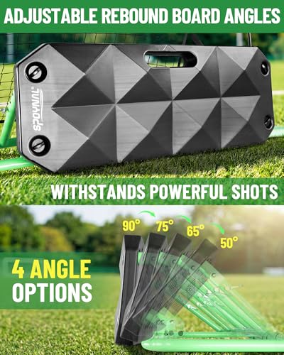 2-in-1 Soccer Rebounder with Adjustable Dual-Sided Rebound Board, Soccer Rebounder Net for Passing, Volleys & Ground Drills, Soccer Training Rebound Net for Solo & Team Practice