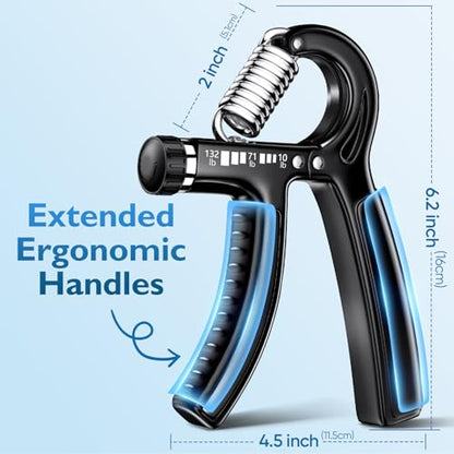 FitBeast Grip Strengthener Forearm Strengthener, Adjustable Hand Grip for Strength Training & Rehabilitation, 10-132 lbs Resistance, Ideal for Athletes and Physical Therapy - color: Black