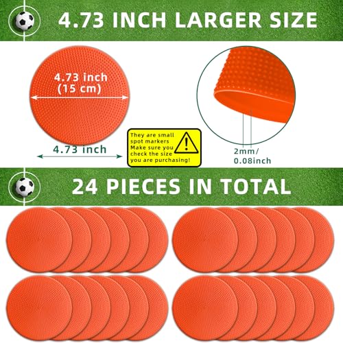 Poly Spot Markers 4.73 inch/10 inch 12 Pcs Non-Slip Rubber Agility Training Markers Floor Dots Flat Field Cones for Football, Soccer, Basketball, School Exercise Drills, Dance Practice