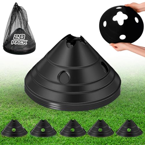 Jumbo Disc Cones Jumbo Soccer Cones with Mesh Bag Giant Large Agility for Soccer Training Adult Sports - color: Black