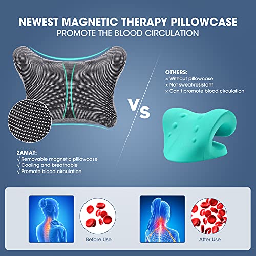 Neck and Shoulder Relaxer w/Magnetic Therapy Pillowcase, Neck Stretcher Chiropractic Pillows for Pain Relief, Cervical Traction Device for Relieve TMJ Headache Muscle Tension Spine Alignment